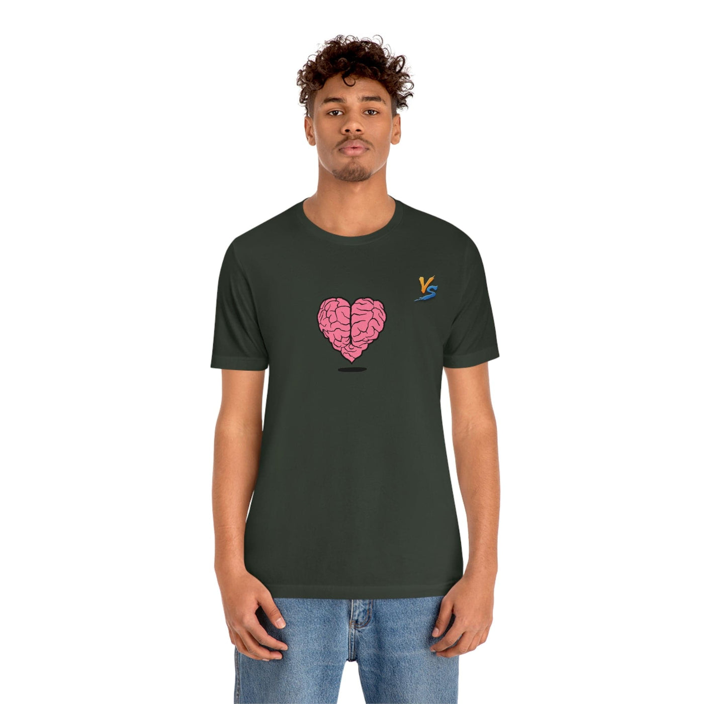 Heart vs Brain On The Back White Jersey Short Sleeve T-shirt