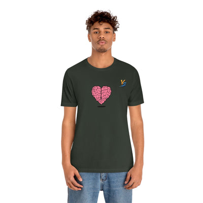 Heart vs Brain On The Back White Jersey Short Sleeve T-shirt