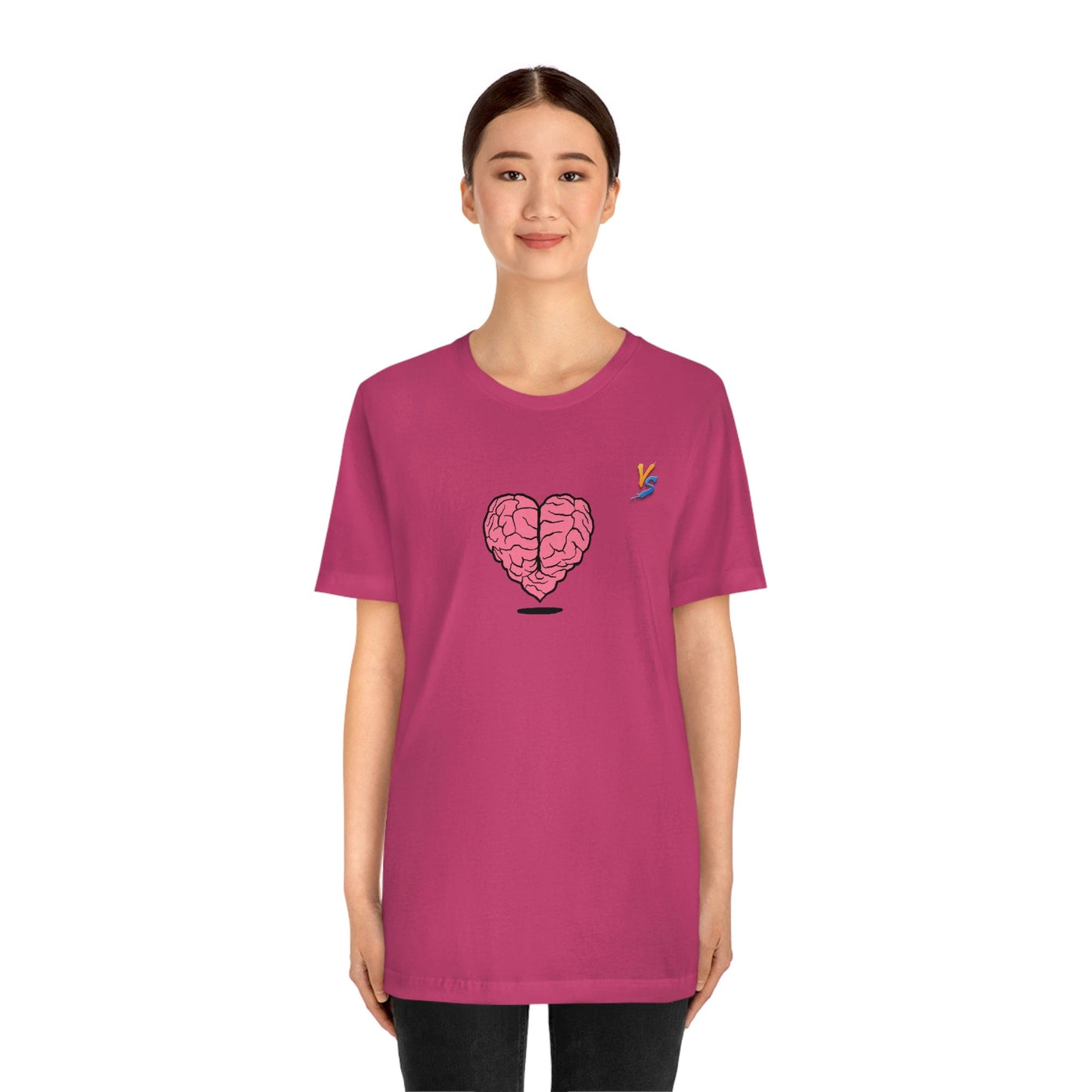 Heart vs Brain On The Back White Jersey Short Sleeve T-shirt