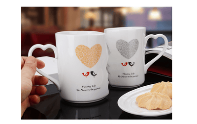 The Kiss Kiss Kissy Couples Ceramic Coffee Valentines Day Mug Set