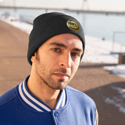 The Give 100% Satisfaction Black Knitted Beanie Hat