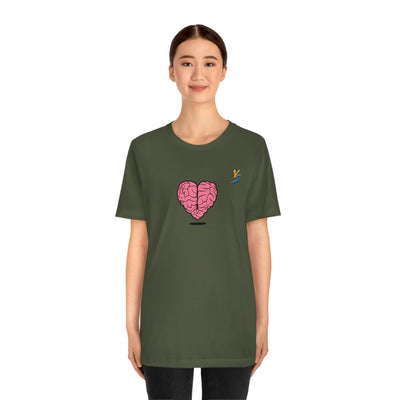 Heart vs Brain On The Back White Jersey Short Sleeve T-shirt
