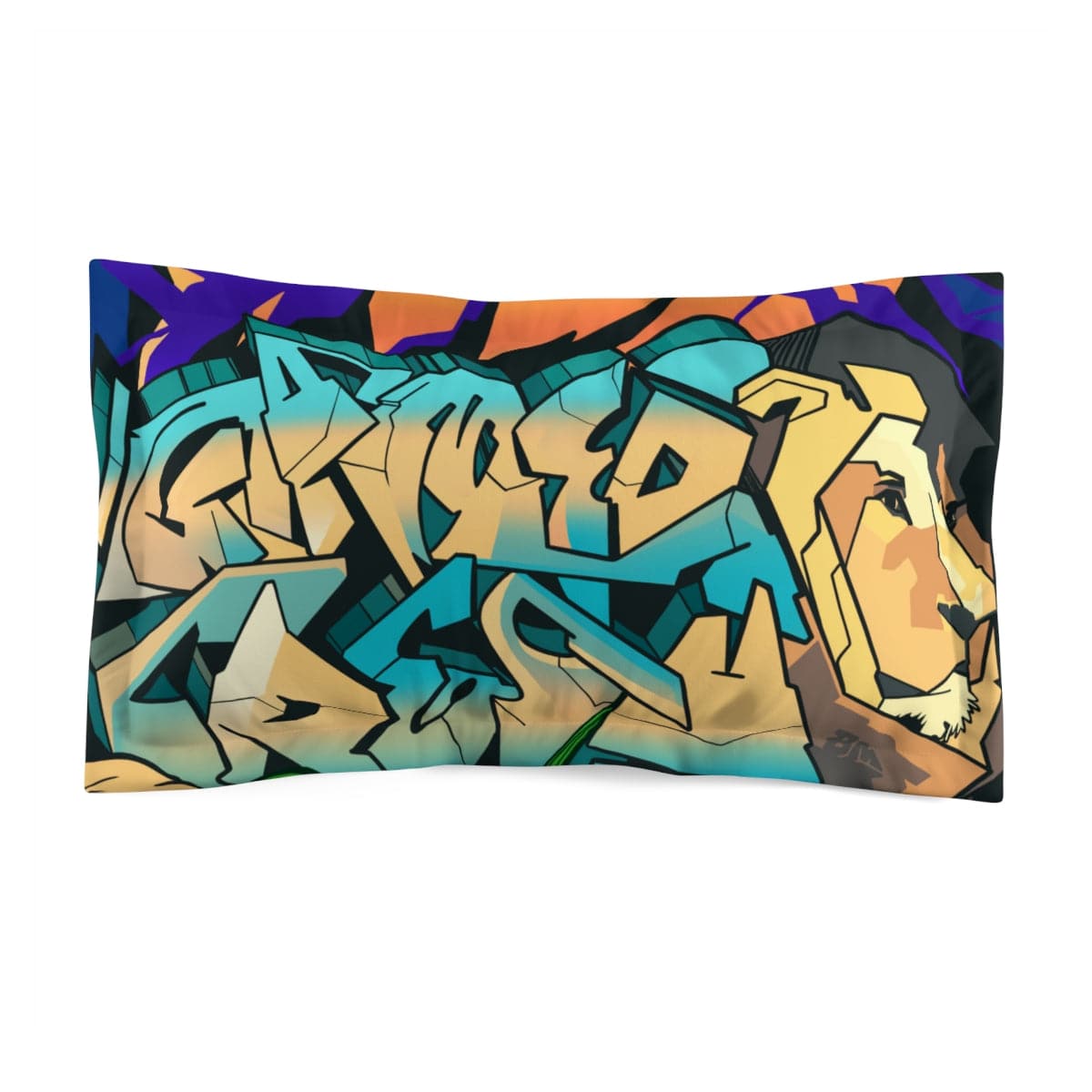 Gamer Fresh Graffiti NYC Lion Mural | Microfiber Dark Blue Pillow Sham