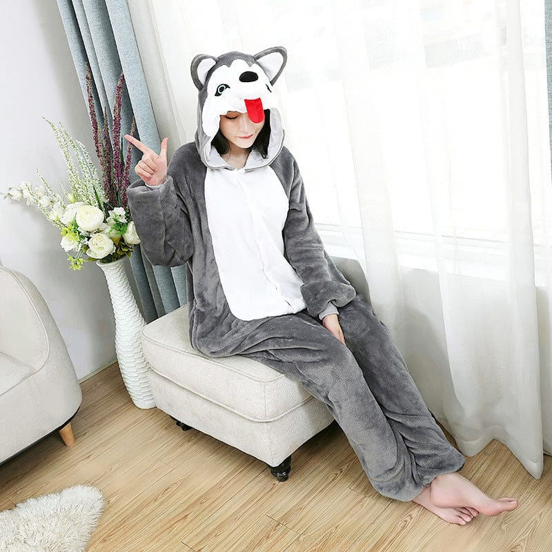 Big Husky Shibu One-Piece Pajamas for Men and Women