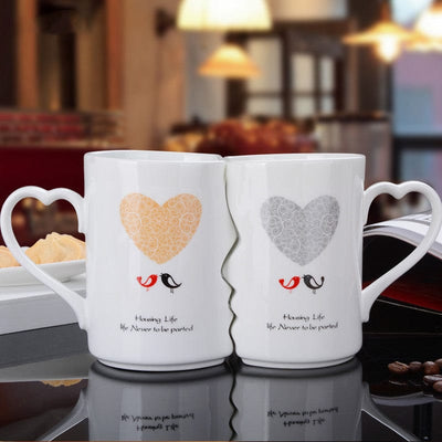 The Kiss Kiss Kissy Couples Ceramic Coffee Valentines Day Mug Set
