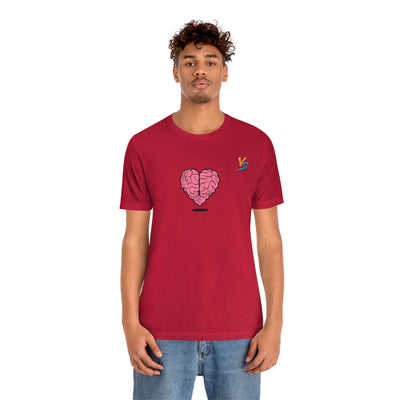 Heart vs Brain On The Back White Jersey Short Sleeve T-shirt