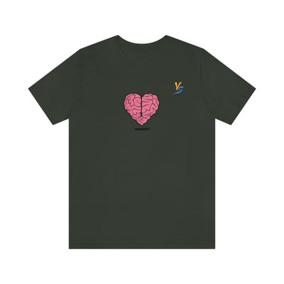Heart vs Brain On The Back White Jersey Short Sleeve T-shirt