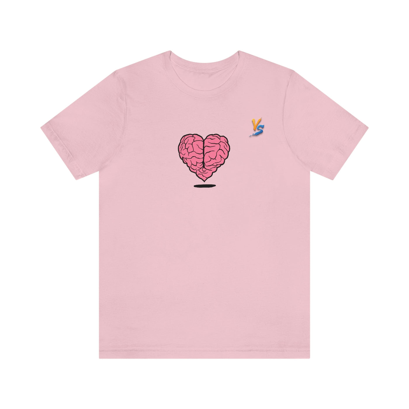 Heart vs Brain On The Back White Jersey Short Sleeve T-shirt