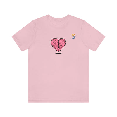 Heart vs Brain On The Back White Jersey Short Sleeve T-shirt