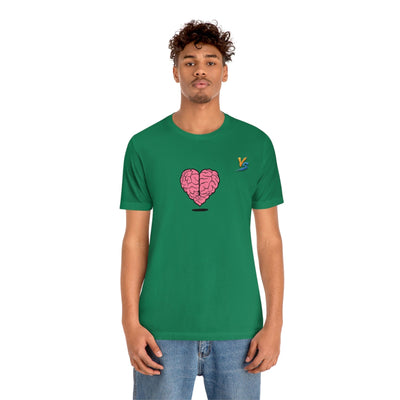 Heart vs Brain On The Back White Jersey Short Sleeve T-shirt