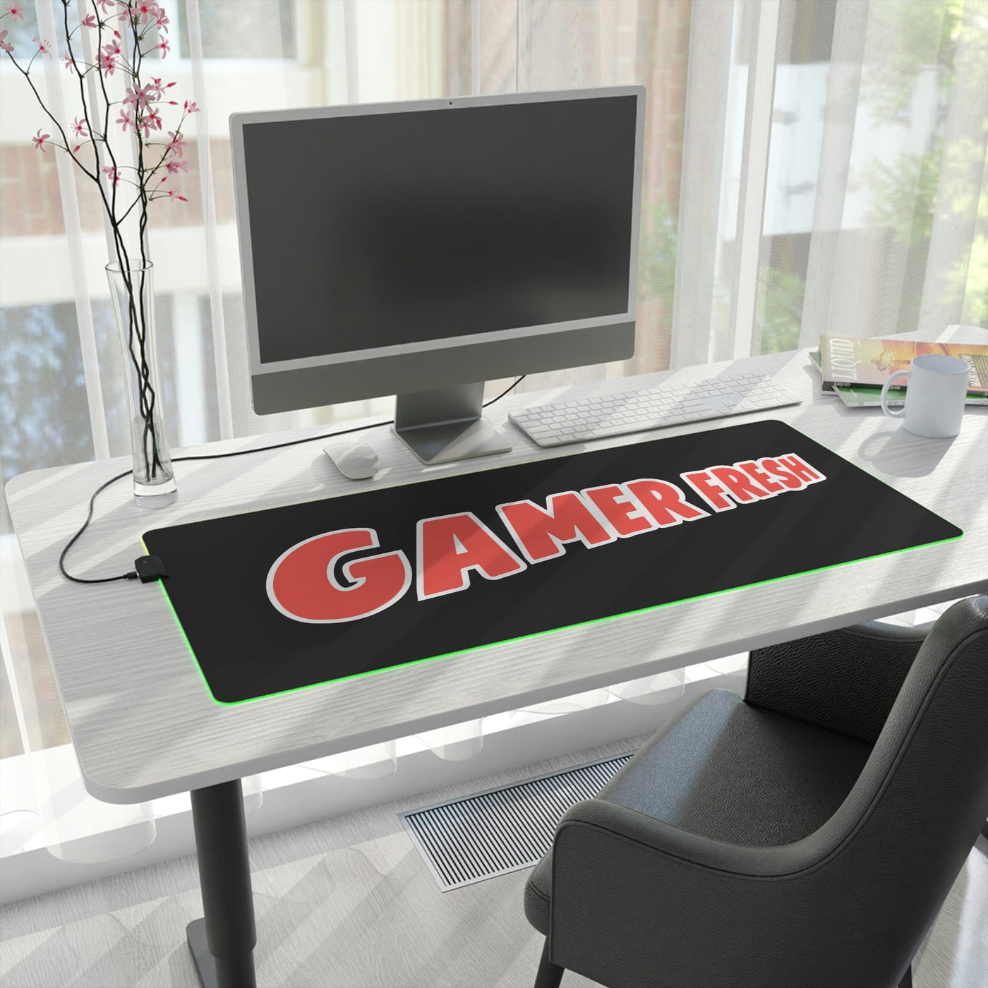 The Gamer Fresh | LED Gaming Computer Desk Mat | Black