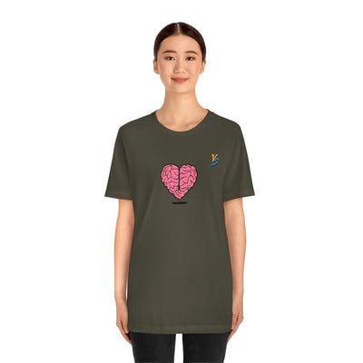 Heart vs Brain On The Back White Jersey Short Sleeve T-shirt