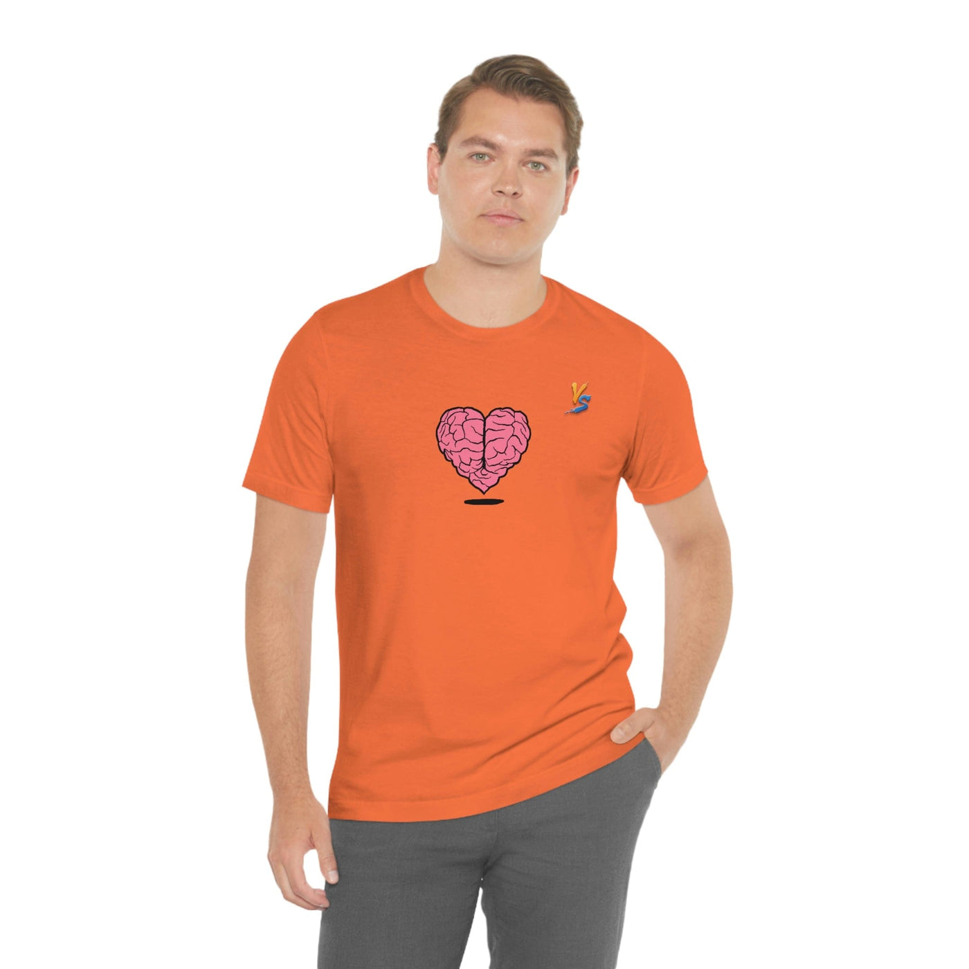 Heart vs Brain On The Back White Jersey Short Sleeve T-shirt