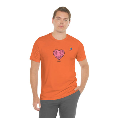 Heart vs Brain On The Back White Jersey Short Sleeve T-shirt