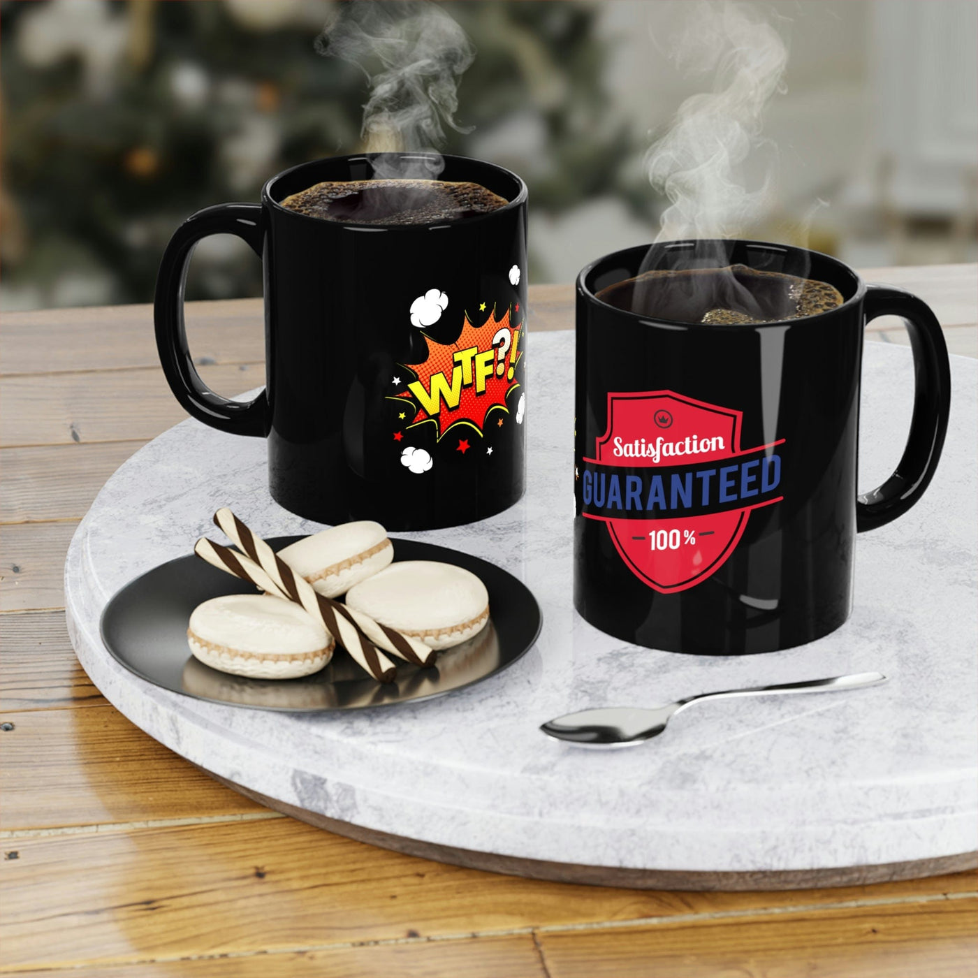 The 100% WTF Satisifaction Guaranteed Black Coffee Mug, Tea 11oz