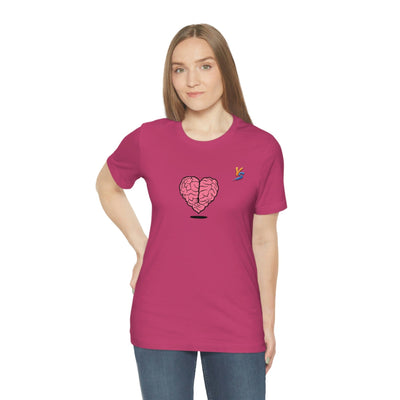 Heart vs Brain On The Back White Jersey Short Sleeve T-shirt