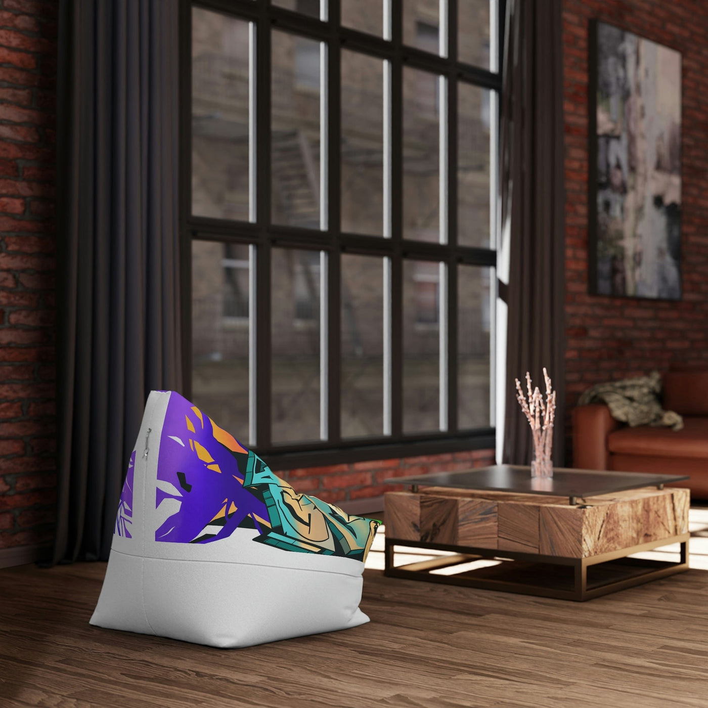 The Gamer Fresh Graffiti Streamer | All Art Lion NYC Mural | White Bean Bag Chair