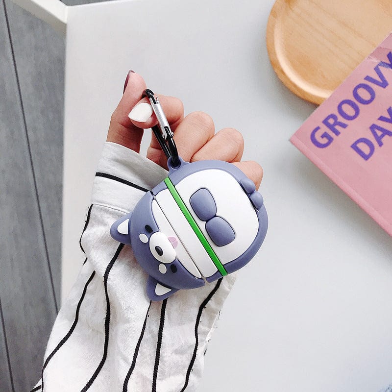 Teddy Bear Shiba Inu Wireless Air Pods Headphones Charging Case Set
