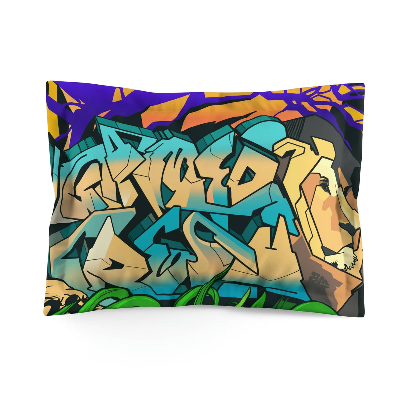 Gamer Fresh Graffiti NYC Lion Mural | Microfiber Yellow Pillow Sham