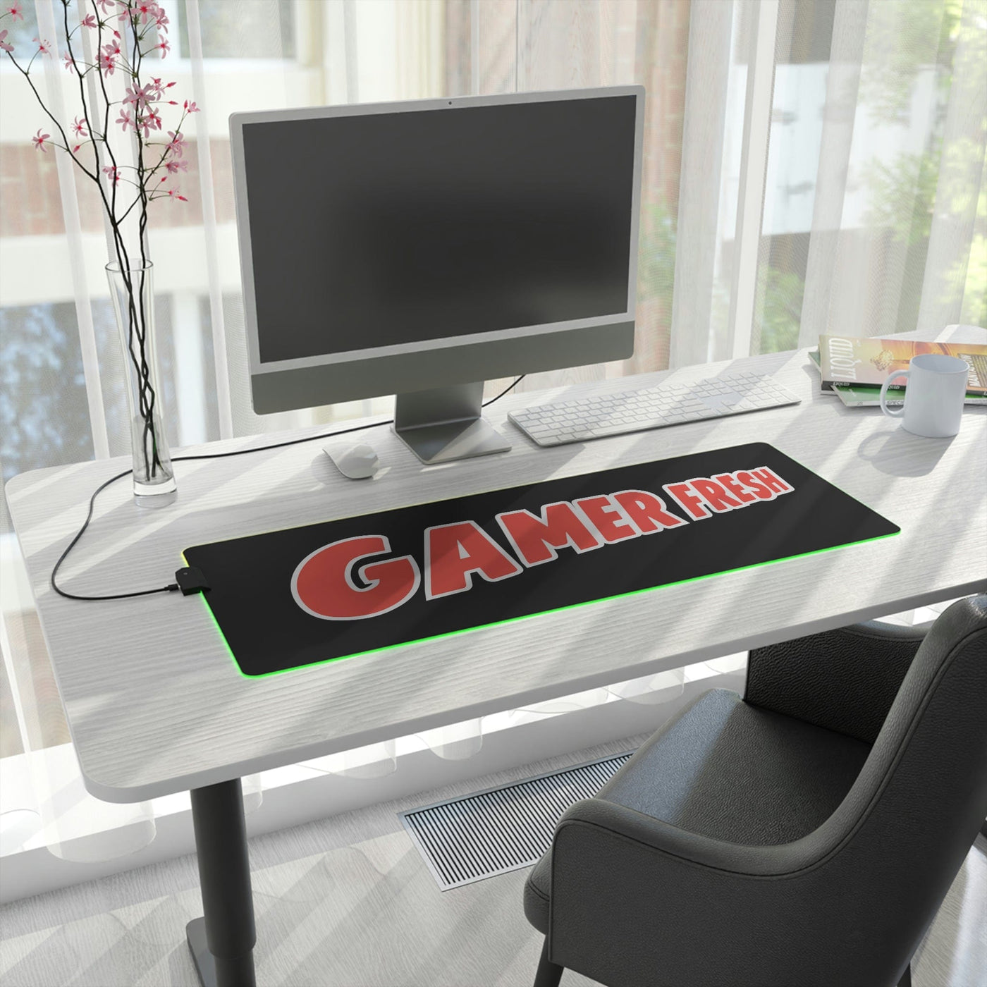 The Gamer Fresh | LED Gaming Computer Desk Mat | Black