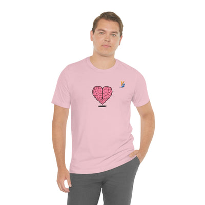 Heart vs Brain On The Back White Jersey Short Sleeve T-shirt