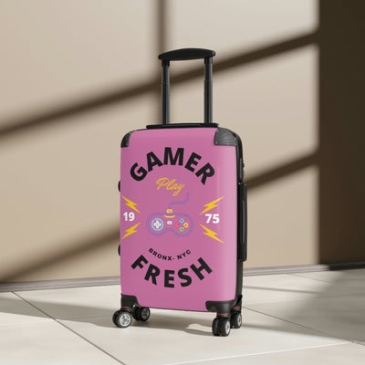 Gamer Fresh Journey's Premium Gamer Since 75' Gaming Luggage Suitcases | Light Pink