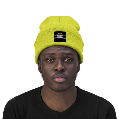I Keep Going No Matter What Yellow Knitted Beanie Hat