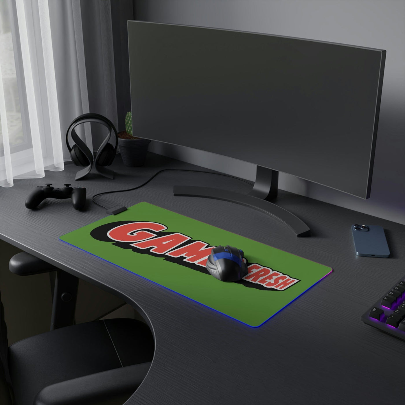 The Gamer Fresh | LED Gaming Computer Desk Mat | Kelly Green