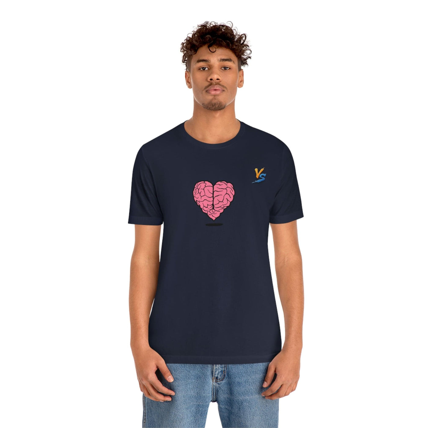 Heart vs Brain On The Back White Jersey Short Sleeve T-shirt