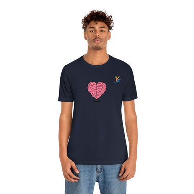 Heart vs Brain On The Back White Jersey Short Sleeve T-shirt