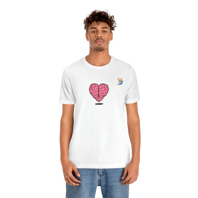 Heart vs Brain On The Back White Jersey Short Sleeve T-shirt