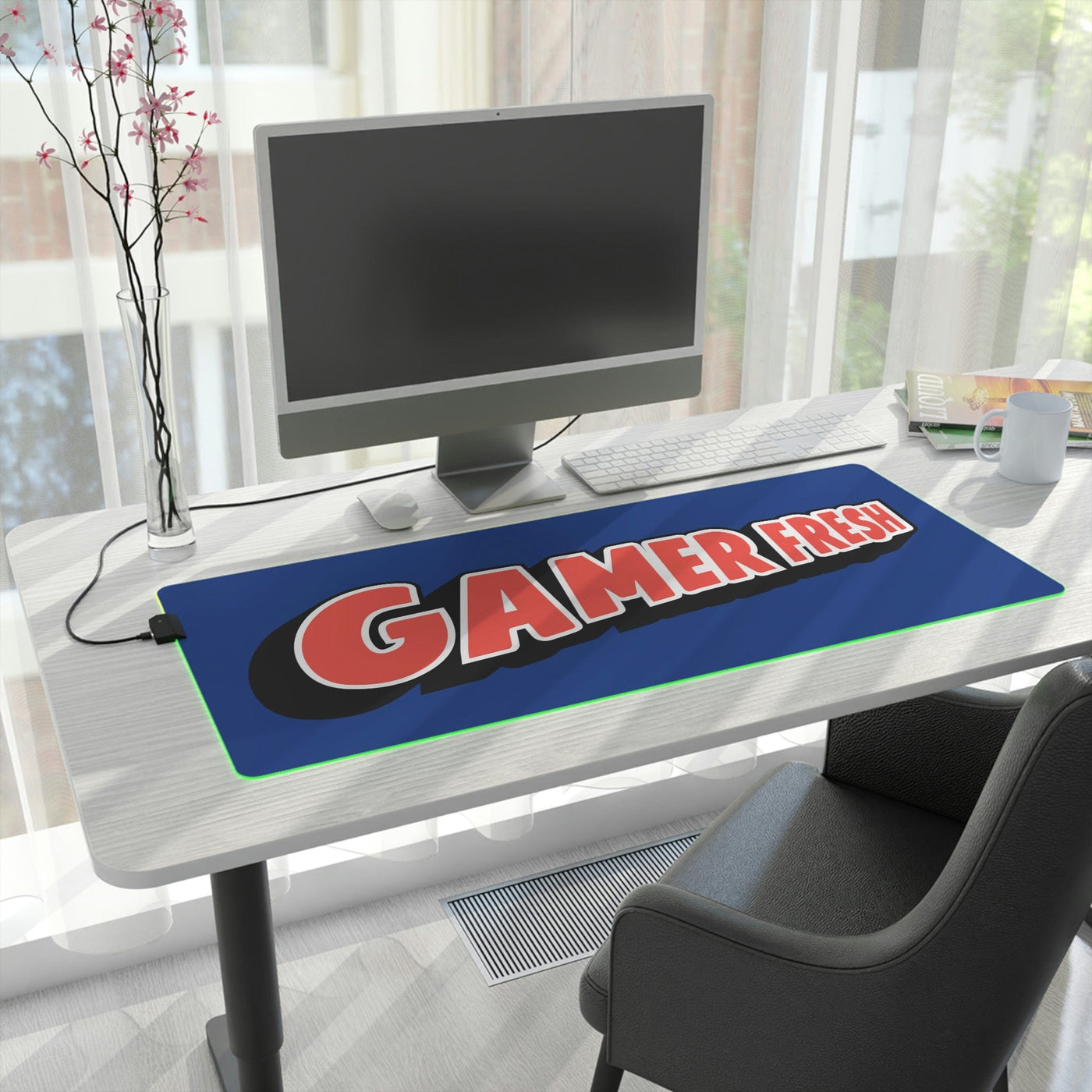 The Gamer Fresh | LED Gaming Computer Desk Mat | Dark Blue