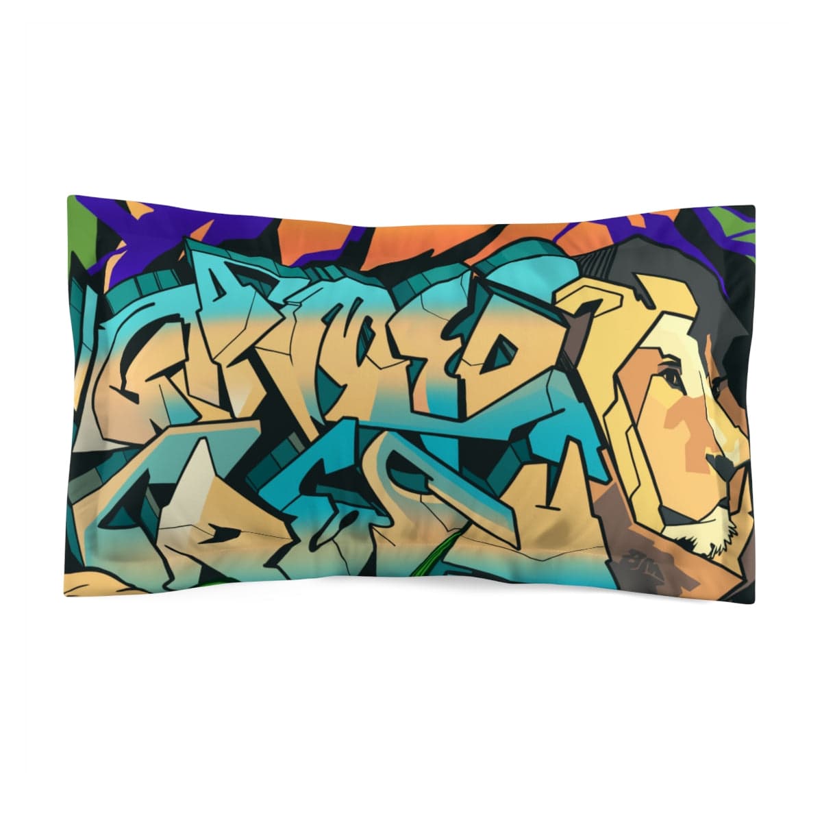 Gamer Fresh Graffiti NYC Lion Mural | Microfiber Green Pillow Sham