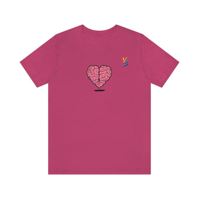 Heart vs Brain On The Back White Jersey Short Sleeve T-shirt