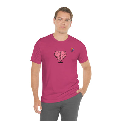 Heart vs Brain On The Back White Jersey Short Sleeve T-shirt