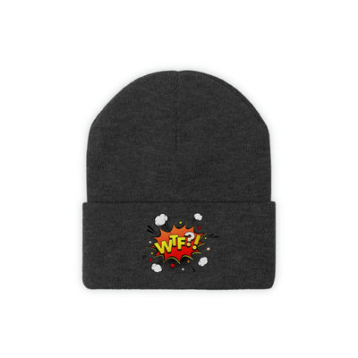 The Seriously Fun WTF Knitted Black Beanie Hat