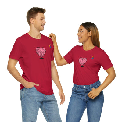Heart vs Brain On The Back White Jersey Short Sleeve T-shirt