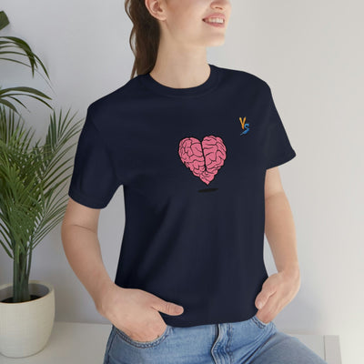 Heart vs Brain On The Back White Jersey Short Sleeve T-shirt