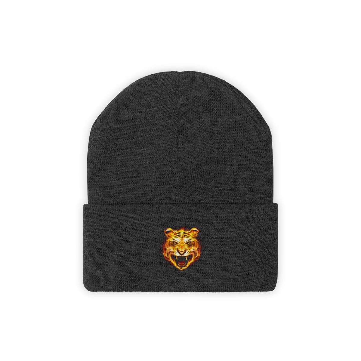 The Flaming Cosmo Tiger Black Knitted Beanie Hat