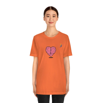 Heart vs Brain On The Back White Jersey Short Sleeve T-shirt