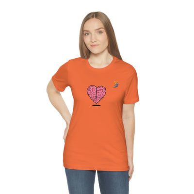 Heart vs Brain On The Back White Jersey Short Sleeve T-shirt