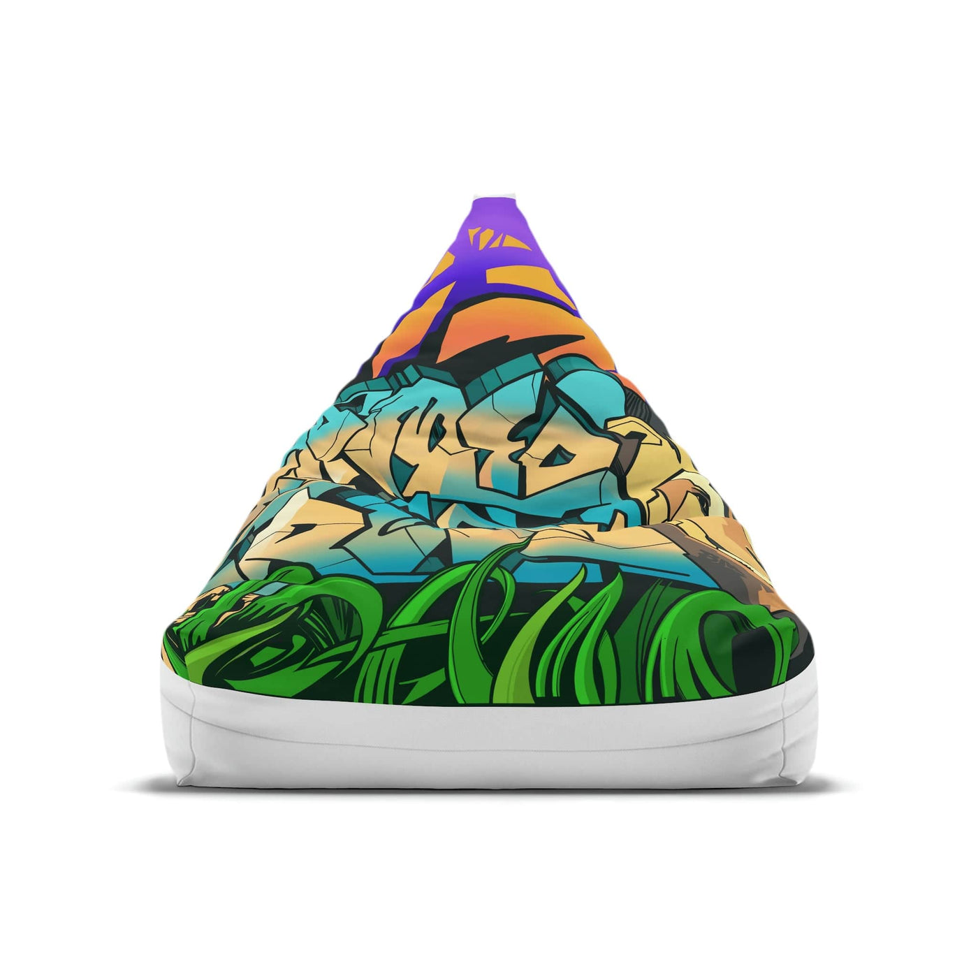 The Gamer Fresh Graffiti Streamer | All Art Lion NYC Mural | White Bean Bag Chair