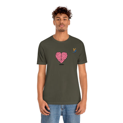 Heart vs Brain On The Back White Jersey Short Sleeve T-shirt