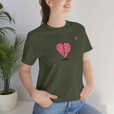 Heart vs Brain On The Back White Jersey Short Sleeve T-shirt