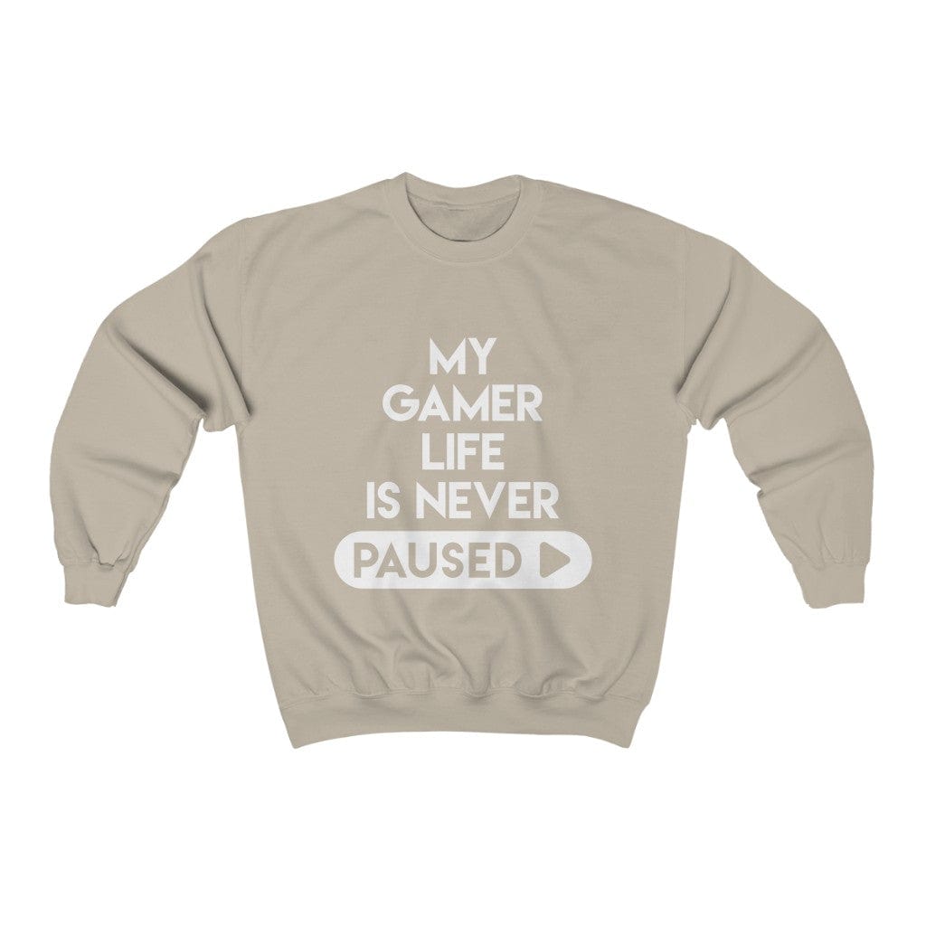 Gamer Fresh | My Gamer Life Is Never Paused | White Button | Sweatshirt