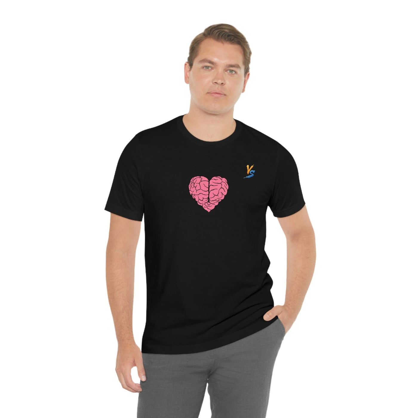 Heart vs Brain On The Back White Jersey Short Sleeve T-shirt
