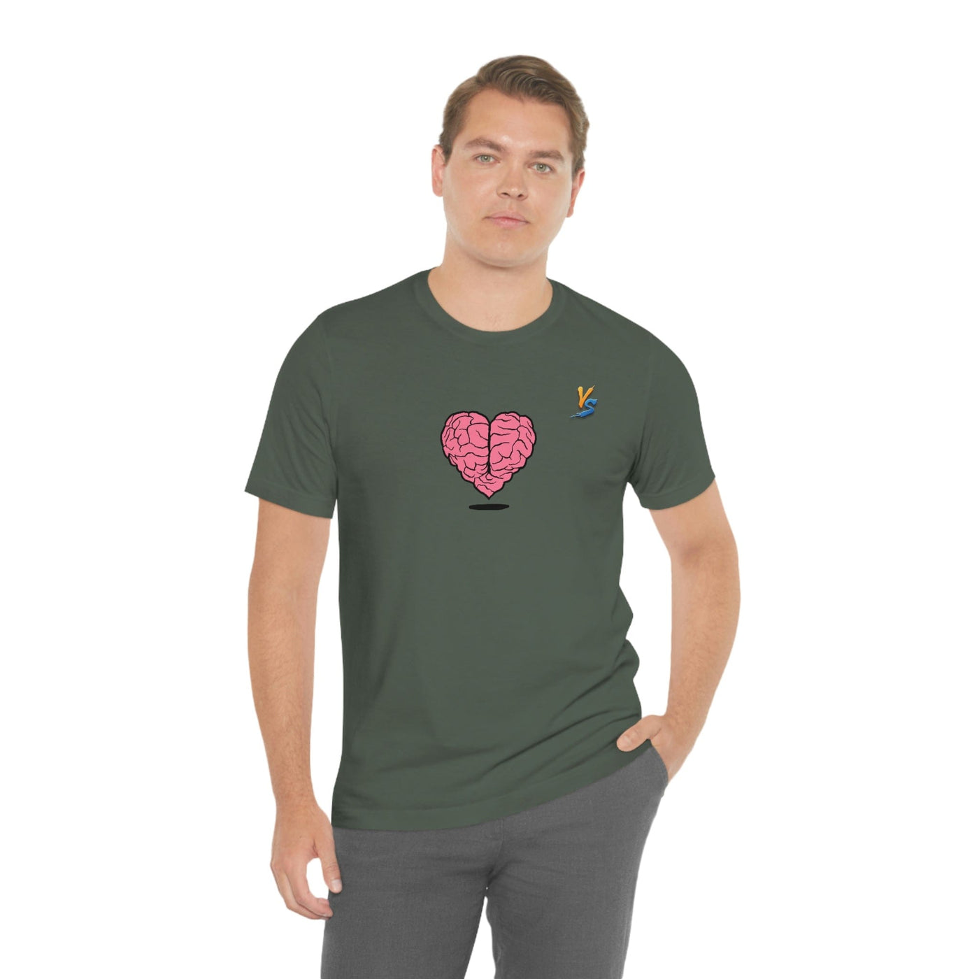 Heart vs Brain On The Back White Jersey Short Sleeve T-shirt