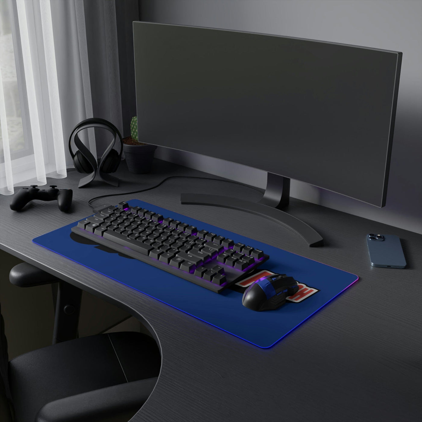 The Gamer Fresh | LED Gaming Computer Desk Mat | Dark Blue