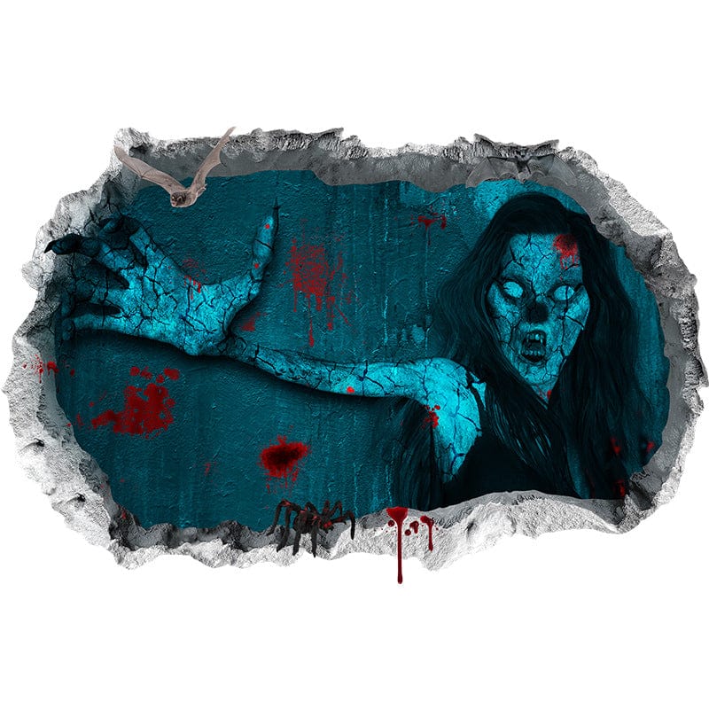 Halloween Horror Woman Bloody Handprint Decorative Wall Sticker