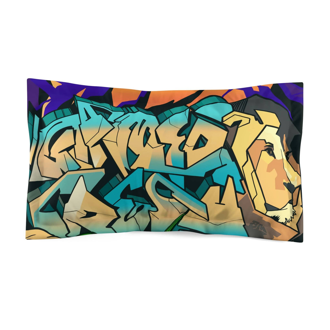 Gamer Fresh Graffiti NYC Lion Mural | Microfiber Royal Purple Pillow Sham